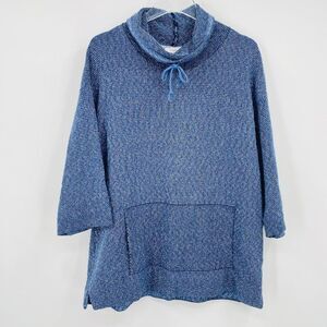 J. Jill Purejill Size XS Blue 3/4 Sleeve Cowl Neck Knit Pullover Sweater Top